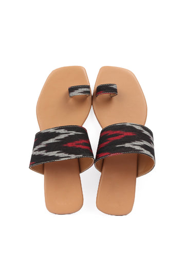 Multi Colored Ikat One Toe Cruelty Free Leather Flats